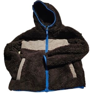 Eddie Bauer Jacket Full Zip Hooded Plush Fleece Sherpa Pockets Size S 7/8 EUC